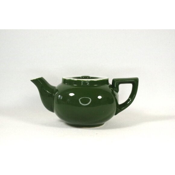 Antique Dark Green and White Teapot 1920s Art Deco, Retro Kitchen - Picture 2 of 8